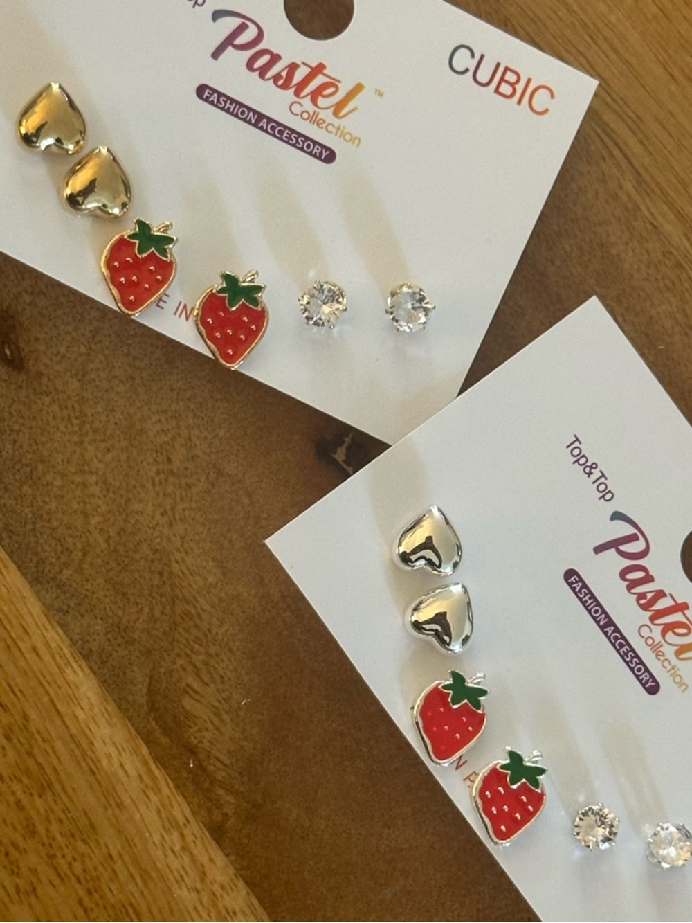 Kids Strawberry & Heart Earring Set - Red/Silver